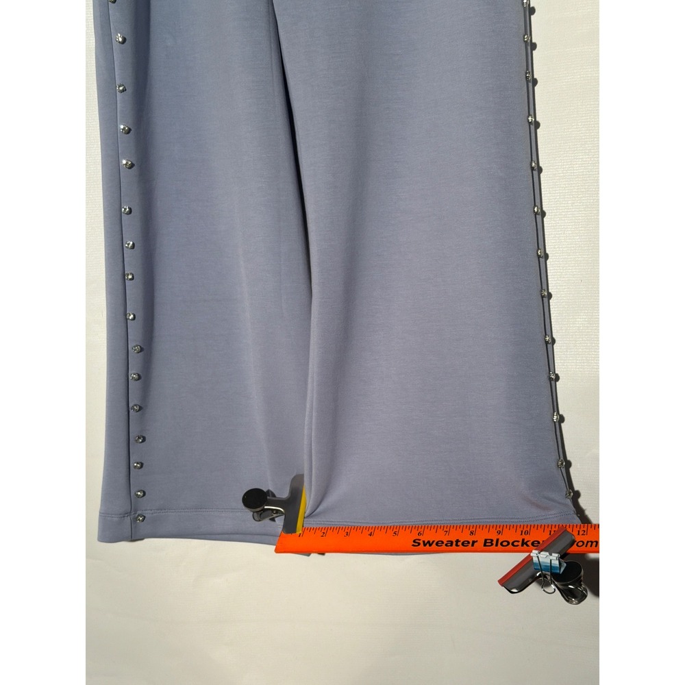 Boston Proper Soft Wide Leg Pants w/ Studded, Blue Crystal Rhinestone Size 10 - Picture 5 of 6